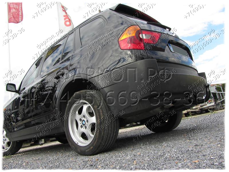 Фаркоп на BMW X3 E83 2004-2010. Тип шара: A. Невидимый вырез в бампере. Нагрузки 2000/85 кг, масса фаркопа 16 кг