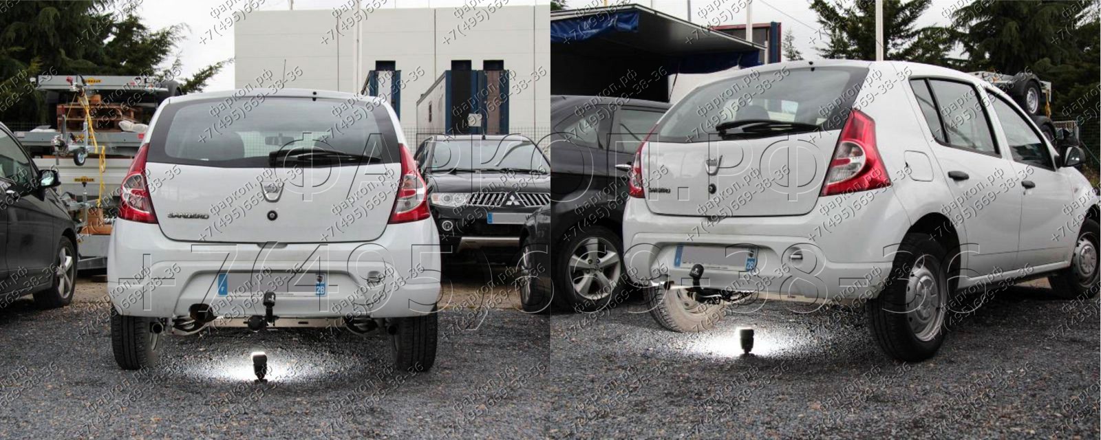 Фаркоп на Renault Sandero 2008-2014, включая Stepway 2008-2014, кроме GPL. Тип шара: A. Без выреза в бампере. Нагрузки 1355/75 кг, масса фаркопа 16 кг