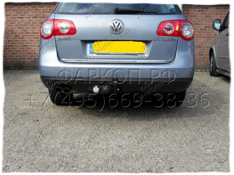 Фаркоп на Volkswagen Passat B6 седан/универсал 2005-2010, Volkswagen Passat CC B6 2008-2012. Тип шара: A. Требуется вырез в бампере. Нагрузки 2200/90 кг, масса фаркопа 16 кг