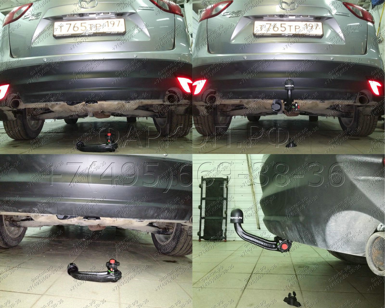 Фаркоп на Mazda CX-5 2012-2017, 2017-. Съемное вертикальное крепление шара (на ключе). Невидимый вырез в бампере. Нагрузки 2100/100 кг, масса фаркопа 25 кг
