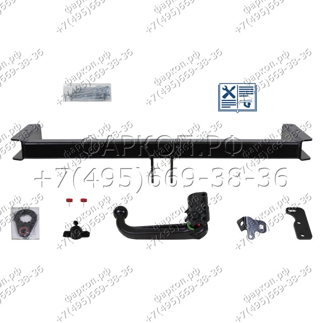 Фаркоп на Audi Q5 2008-2016, Porsche Macan 2014-2024. Вертикальное быстросъемное крепление шара (на ключе). Невидимый вырез в бампере. Нагрузки: 2400/100 кг, масса фаркопа 21 кг