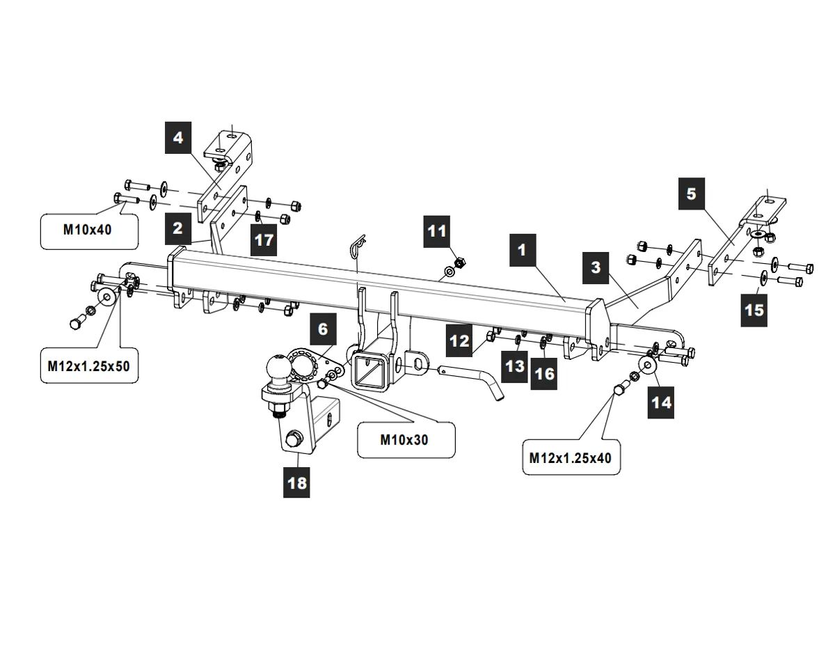 Фаркоп на Citroen Berlingo L1, L2 2008-2018, 2018-, Peugeot Partner L1, L2 2008-2018, 2018-, Opel Combo L1, L2 2018-, FIAT Doblo L1, L2 2022-, Toyota Proace City L1, L2 2019-, Peugeot Rifter L1, L2 2019- без снятия и выреза бампера. Тип шара: EA (E с антистуком). Нагрузки: 1600/75 кг, масса фаркопа 24,2 кг (без электрики в комплекте)