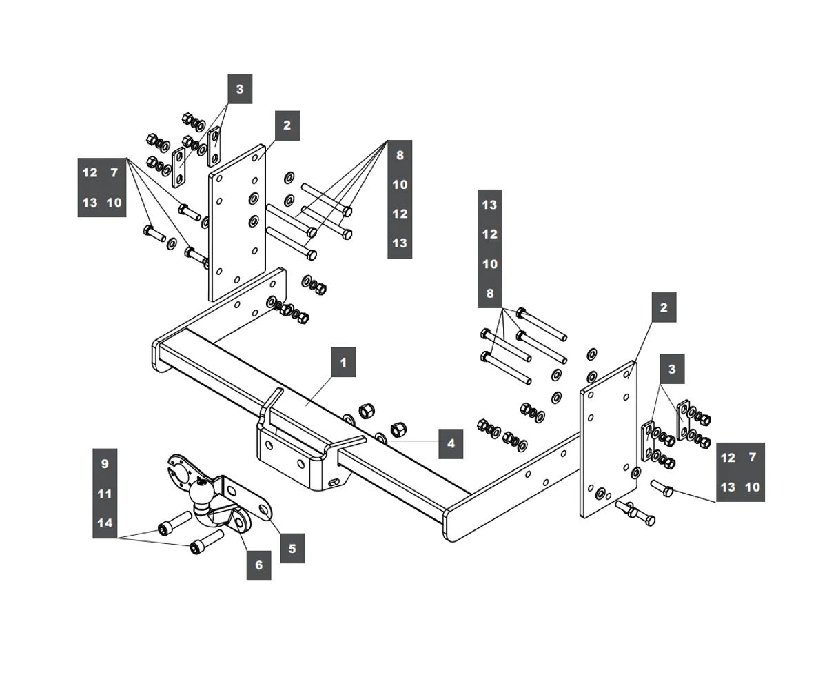 Фаркоп на Volkswagen Crafter без ступеньки 2006-2017, Mercedes Sprinter без ступеньки 2006-2018, 2018- без снятия и выреза бампера. Тип шара: F. Нагрузки: 3500/140 кг, масса фаркопа 23,94 кг (без электрики в комплекте)