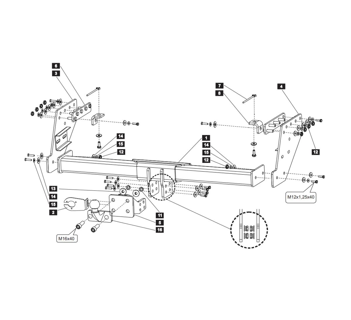 Фаркоп на Mitsubishi L200 2006-2015, 2015-2023 без выреза в бампере. Тип шара: F. Нагрузки: 3500/150 кг, масса фаркопа 35,05 кг (без электрики в комплекте)