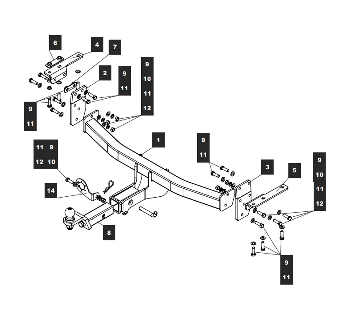 Фаркоп на Nissan X-Trail T32 2014-2022 без выреза в бампере. Тип шара: EA (E с антистуком). Нагрузки: 2000/100 кг, масса фаркопа 24 кг (без электрики в комплекте)