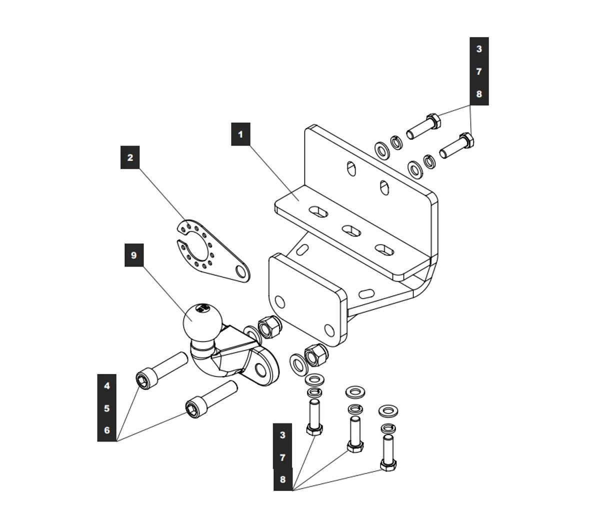 Фаркоп на Toyota Land Cruiser 300 2021-, Lexus LX 2022- без выреза в бампере. Тип шара: F. Нагрузки: 3500/150 кг, масса фаркопа 10,8 кг (без электрики в комплекте)