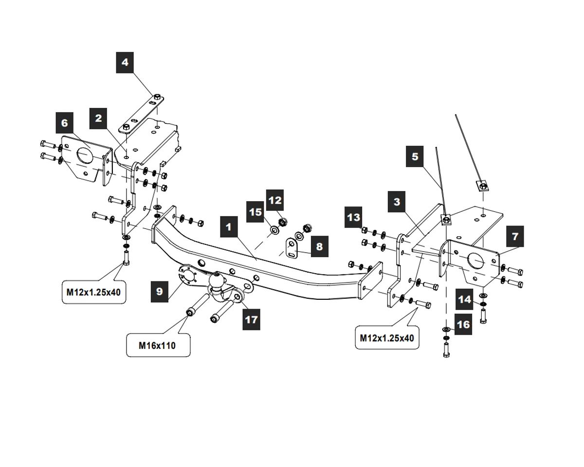 Фаркоп на GAC GS8 2023- без выреза в бампере. Тип шара: F. Нагрузки: 1850/75 кг, масса фаркопа 27,1 кг (без электрики в комплекте)