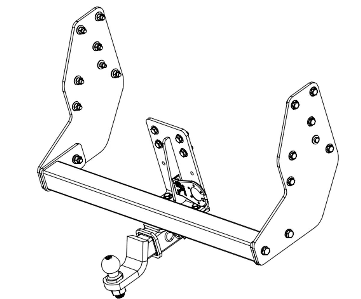 Фаркоп на ГАЗ Газель 1994- без снятия и выреза бампера. Тип шара: E. Нагрузки: 2000/75 кг, масса фаркопа 27,4 кг (без электрики в комплекте)