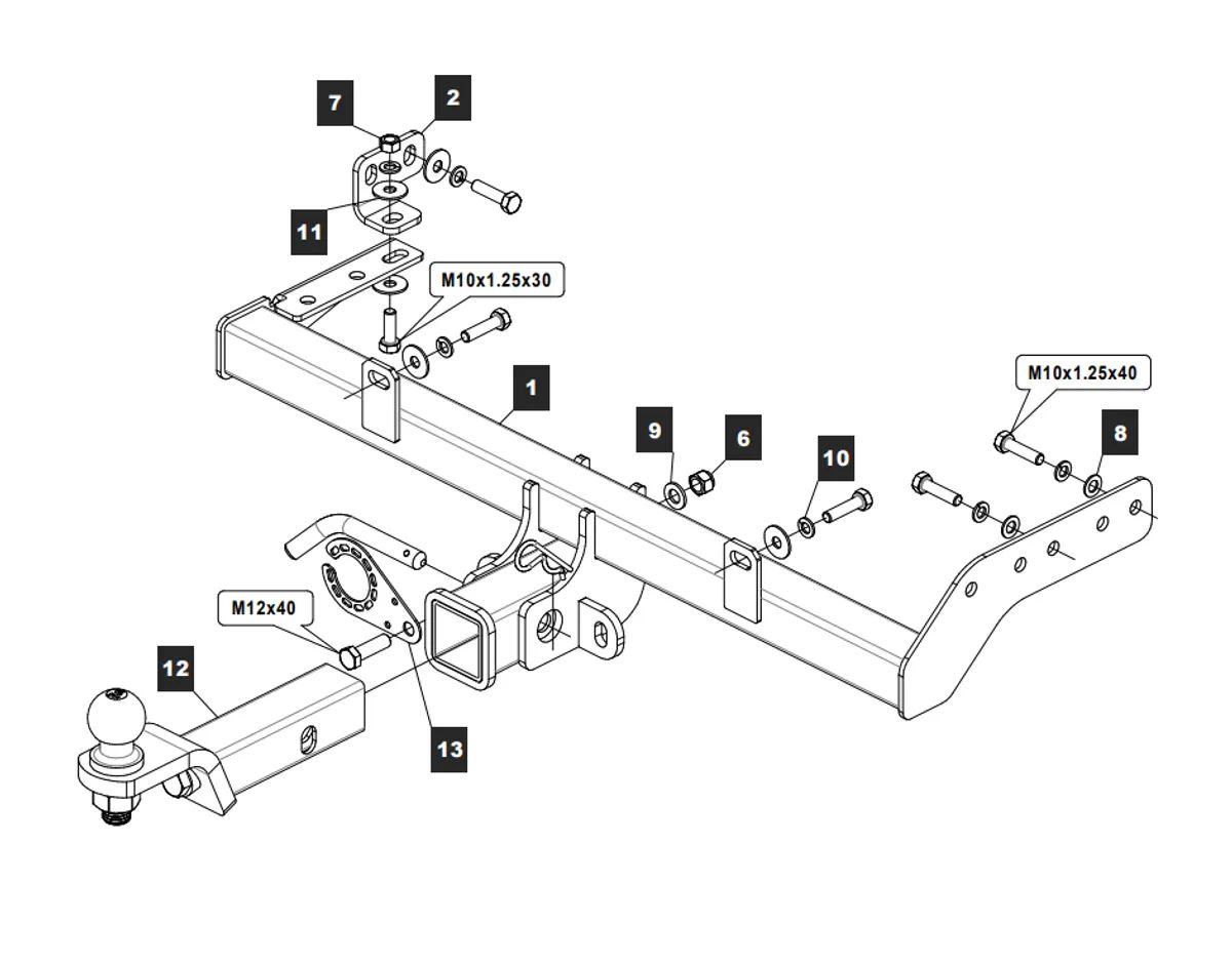 Фаркоп на Lada Granta седан/лифтбек/универсал 2011-, Lada Kalina седан/универсал 2004-2013, 2013-2018, Datsun on-Do 2014-2020 без снятия и выреза бампера. Тип шара: EA (E с антистуком). Нагрузки: 1100/75 кг, масса фаркопа 13,7 кг (без электрики в комплекте)
