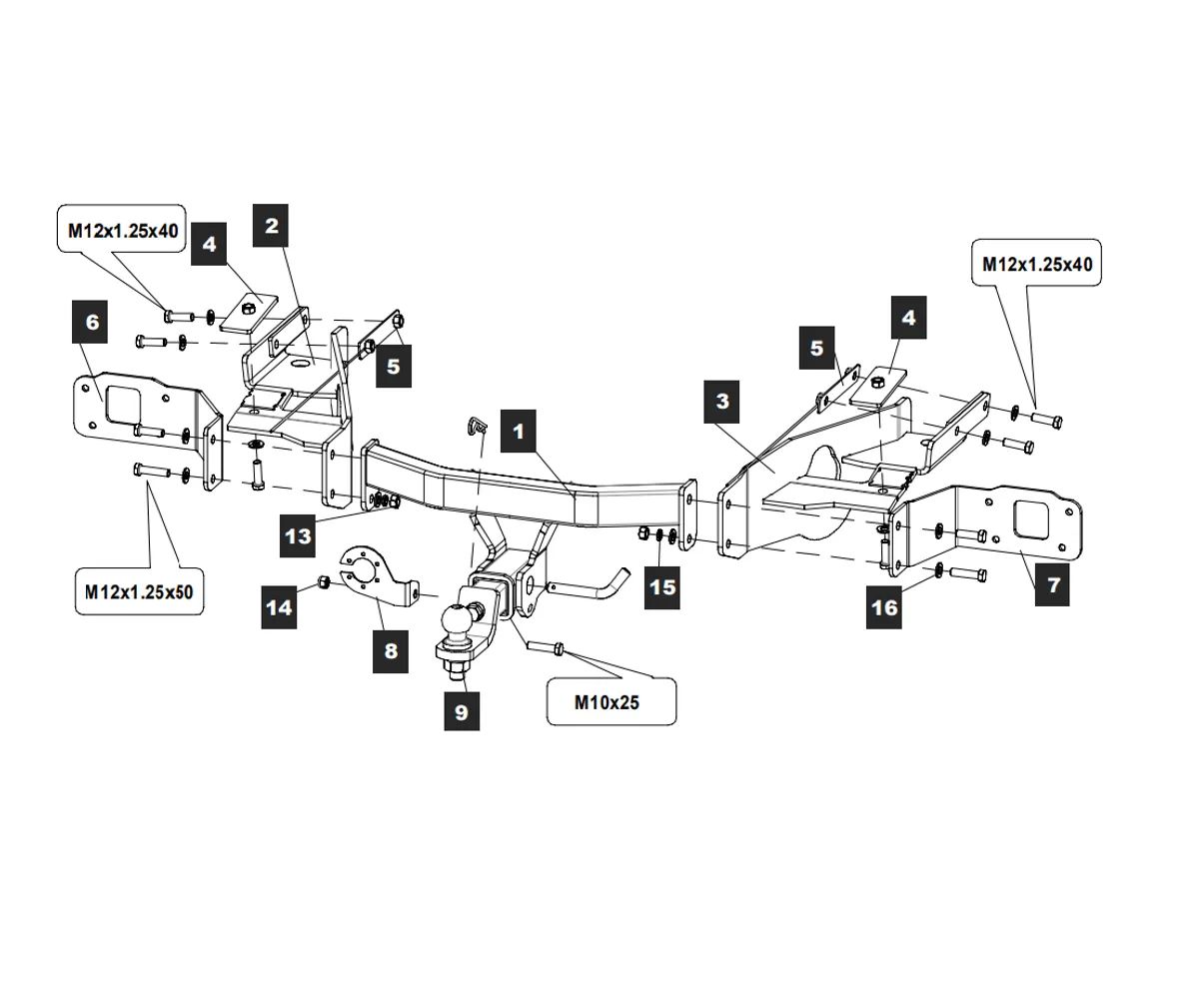 Фаркоп на Exeed VX 2022-. Необходима подрезка бампера. Тип шара: EA (E с антистуком). Нагрузки: 2455/100 кг, масса фаркопа 30 кг (без электрики в комплекте)