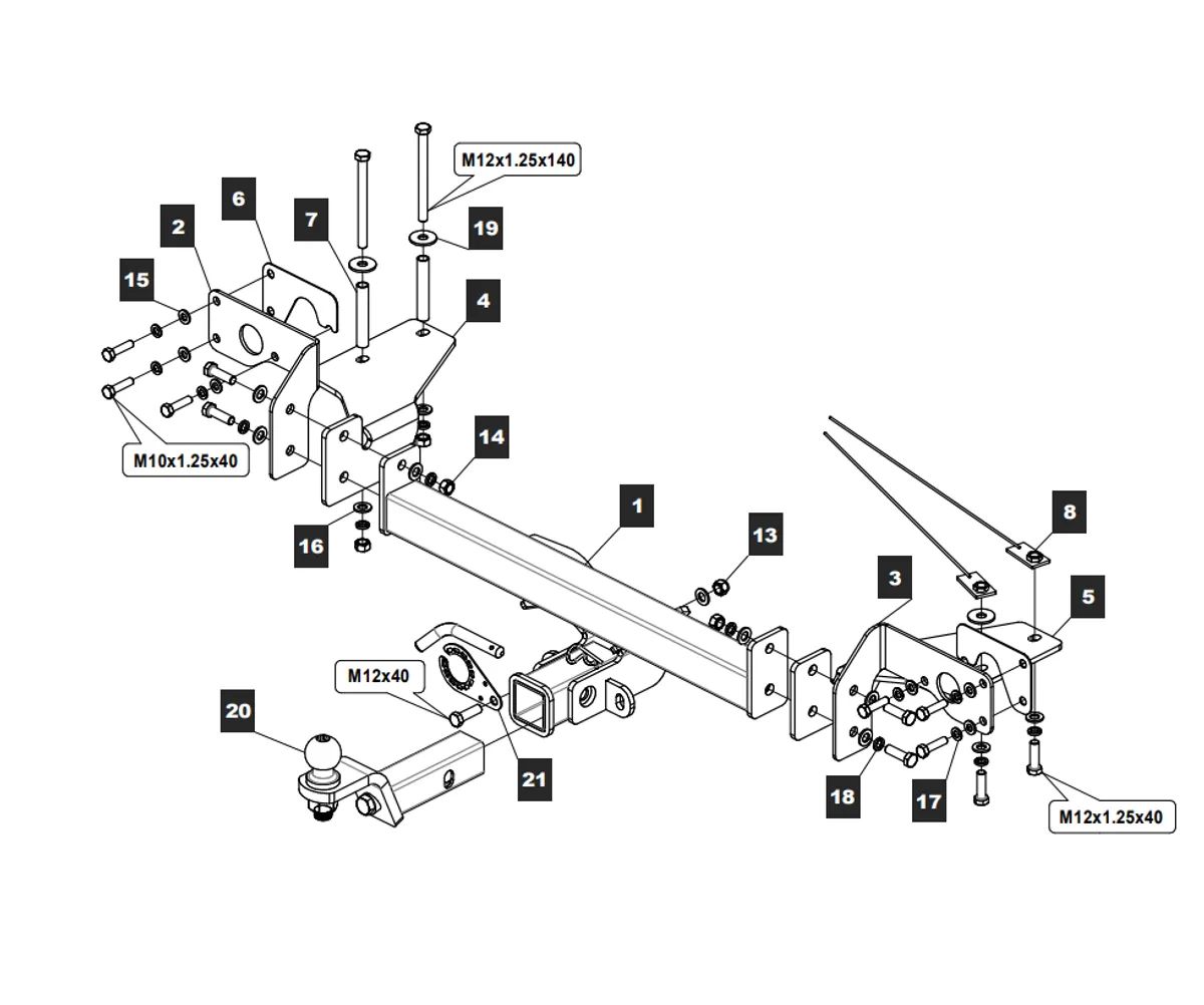 Фаркоп на Changan UNI-K 2020- (авто для рынка РФ) без выреза в бампере. Тип шара: EA (E с антистуком). Нагрузки: 1500/75 кг, масса фаркопа 24,1 кг (без электрики в комплекте)