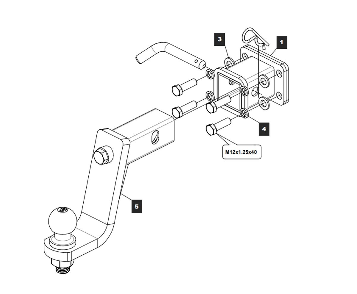 Фаркоп на Tank 300 2022-, Tank 500 2022-06/2023, Haval H9 2014-2024 без снятия и выреза бампера. Тип шара: EA (E с антистуком). Нагрузки: 2500/100 кг, масса фаркопа 6,5 кг (без электрики в комплекте)