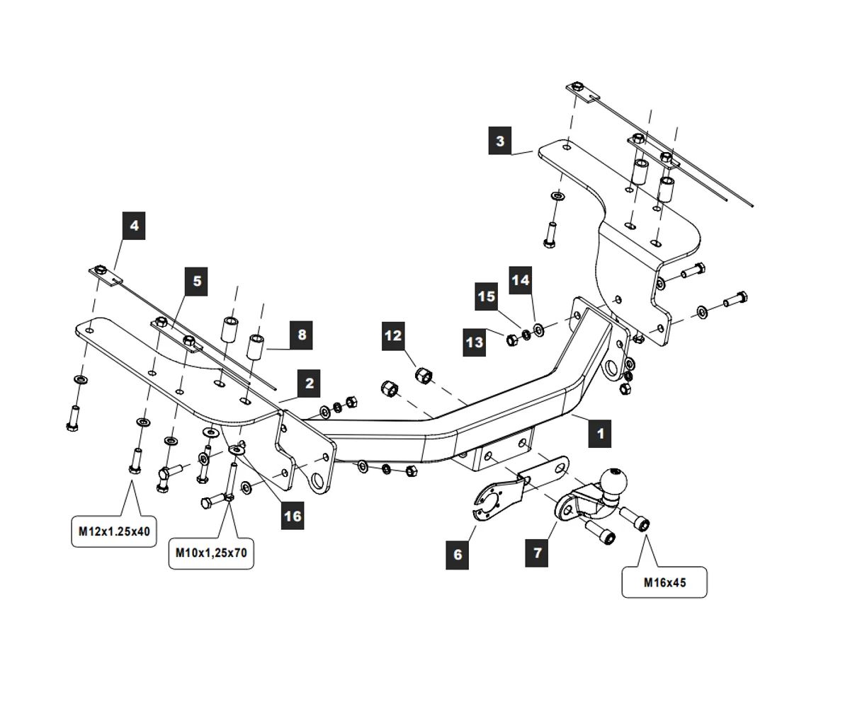 Фаркоп на SsangYong Actyon Sports 2006-2016 без снятия и выреза бампера. Тип шара: F. Нагрузки: 2000/100 кг, масса фаркопа 22,6 кг (без электрики в комплекте)