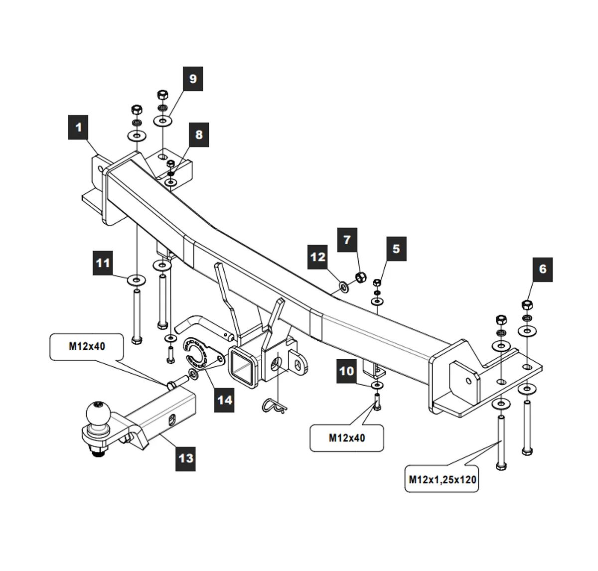 Фаркоп на SsangYong Kyron 2005-2015. Необходима подрезка бампера. Тип шара: EA (E с антистуком). Нагрузки: 2400/140 кг, масса фаркопа 24 кг (без электрики в комплекте)