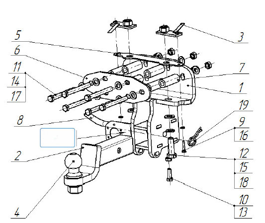 Фаркоп на Toyota Land Cruiser 200 2014-2021, Lexus LX 2007-2021. Необходима подрезка бампера. Тип шара: E (крюк легкосъемный под американский квадрат). Нагрузки: 2500/100 кг, масса фаркопа 15,5 кг (без электрики в комплекте)