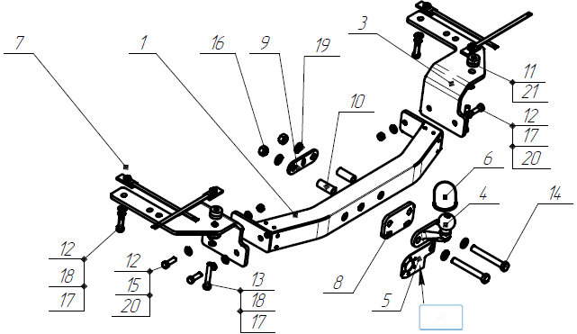 Тюнинговый фаркоп с металлической накладкой на Toyota Land Cruiser 200 2007-2021 (включая Executive, Excalibur, TRD), Lexus LX 2007-2021. Без выреза в бампере. Тип шара: F. Нагрузки: 2500/120 кг, масса фаркопа 25 кг (без электрики в комплекте)