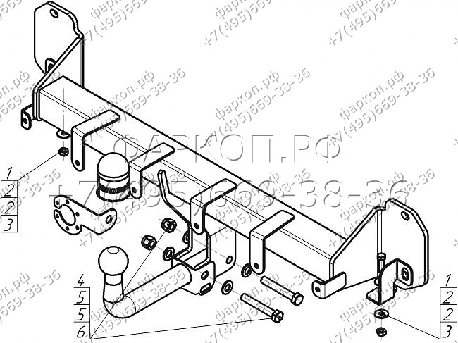 Фаркоп с оцинкованным шаром на BMW X3 G01 2017-2024, BMW X4 G02 2018-. Необходима подрезка бампера. Тип шара: A. Нагрузки: 1800/100 кг, масса фаркопа 14,5 кг (без электрики в комплекте)