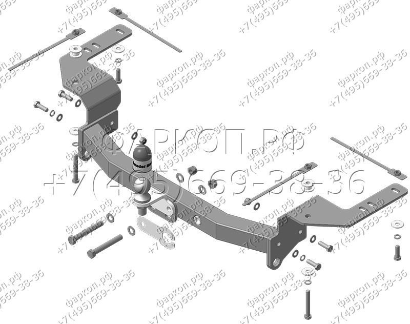 Фаркоп с оцинкованным шаром на Toyota Land Cruiser 200 2007-2021 (комплектации Excalibur и Executive) без выреза в бампере. Тип шара: FE. Нагрузки: 2000/120 кг, масса фаркопа 18,5 кг (без электрики в комплекте)