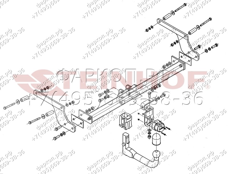 Фаркоп на Renault Duster 2010-2015, Dacia Duster 2010-2013 без подрезки бампера. Тип шара: AV (вертикальное быстросъемное крепление шара на ключе). Нагрузки: 1500/75 кг, масса фаркопа 17,8 кг (без электрики в комплекте)