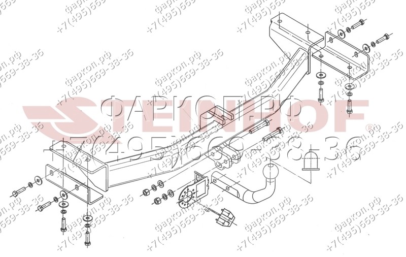 Фаркоп на Hyundai ix35 2010-2015 без снятия и подрезки бампера. Тип шара: A. Нагрузки: 2000/80 кг, масса фаркопа 19,7 кг (без электрики в комплекте)