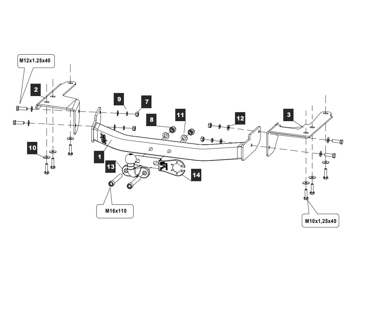 Фаркоп на Toyota Highlander XU20 2001-2007, Lexus RX XU30 2003-2009 без снятия и выреза бампера. Тип шара: F. Нагрузки: 1800/75 кг, масса фаркопа 17 кг (без электрики в комплекте)