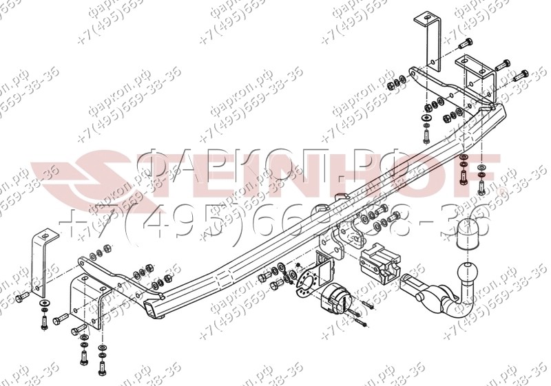 Фаркоп на Mercedes Citan w415, в т.ч. LWB 2013-2021 без снятия и подрезки бампера. Тип шара: AH (горизонтальное быстросъемное крепление шара на ключе). Нагрузки: 1400/75 кг, масса фаркопа 18,7 кг (без электрики в комплекте)